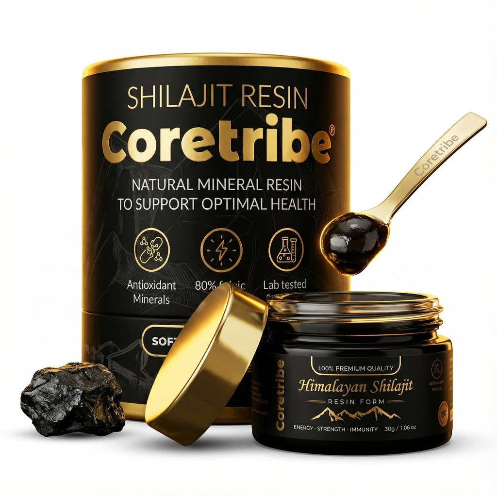 Coretribe® Royal's People Choice Pure Himalayan Organic Shilajit Resin, Complex pentru Energie, Putere & Imunitate, pentru bărbați și femei cu conținut adevărat de aur, 30 Grams