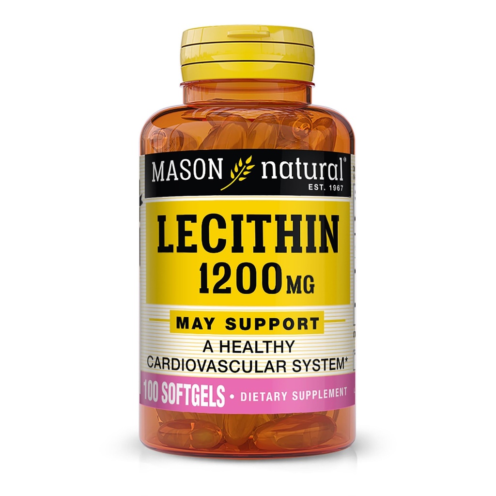 MASON NATURAL lecitină 1200 mg - Sistem cardiovascular sănătos, promovează sănătatea ficatului și a reproducerii, 100 Softgels