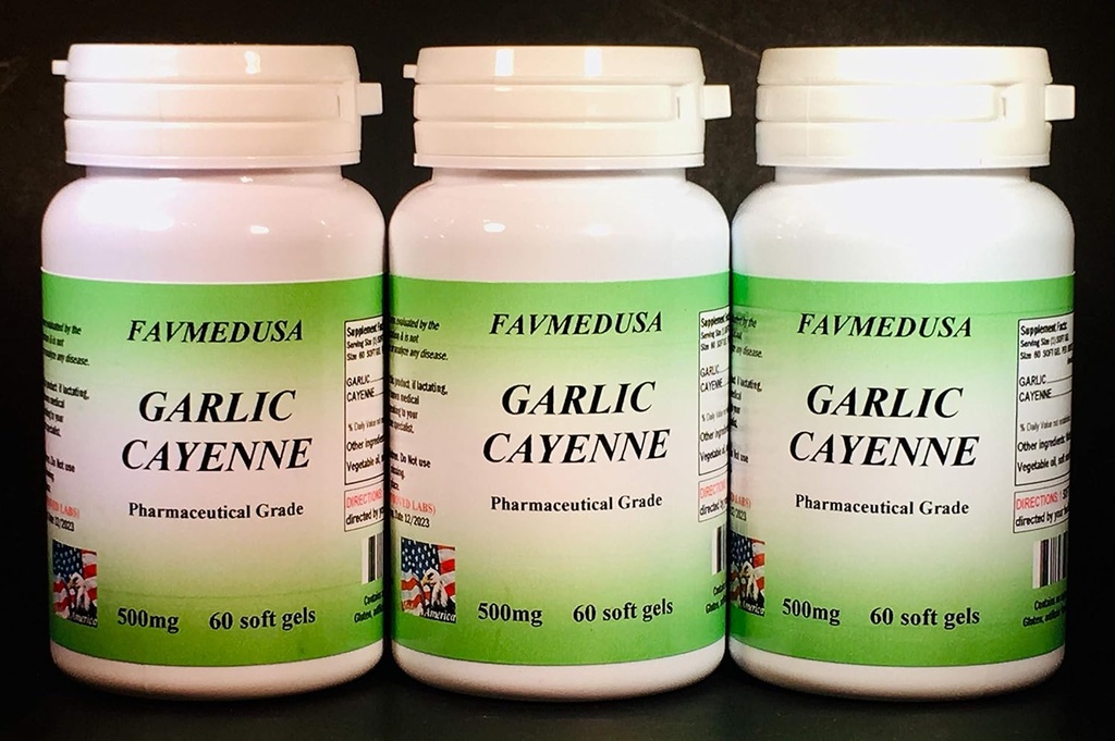 Usturoi Cayenne, Made in USA - 180 (3x60) softgels