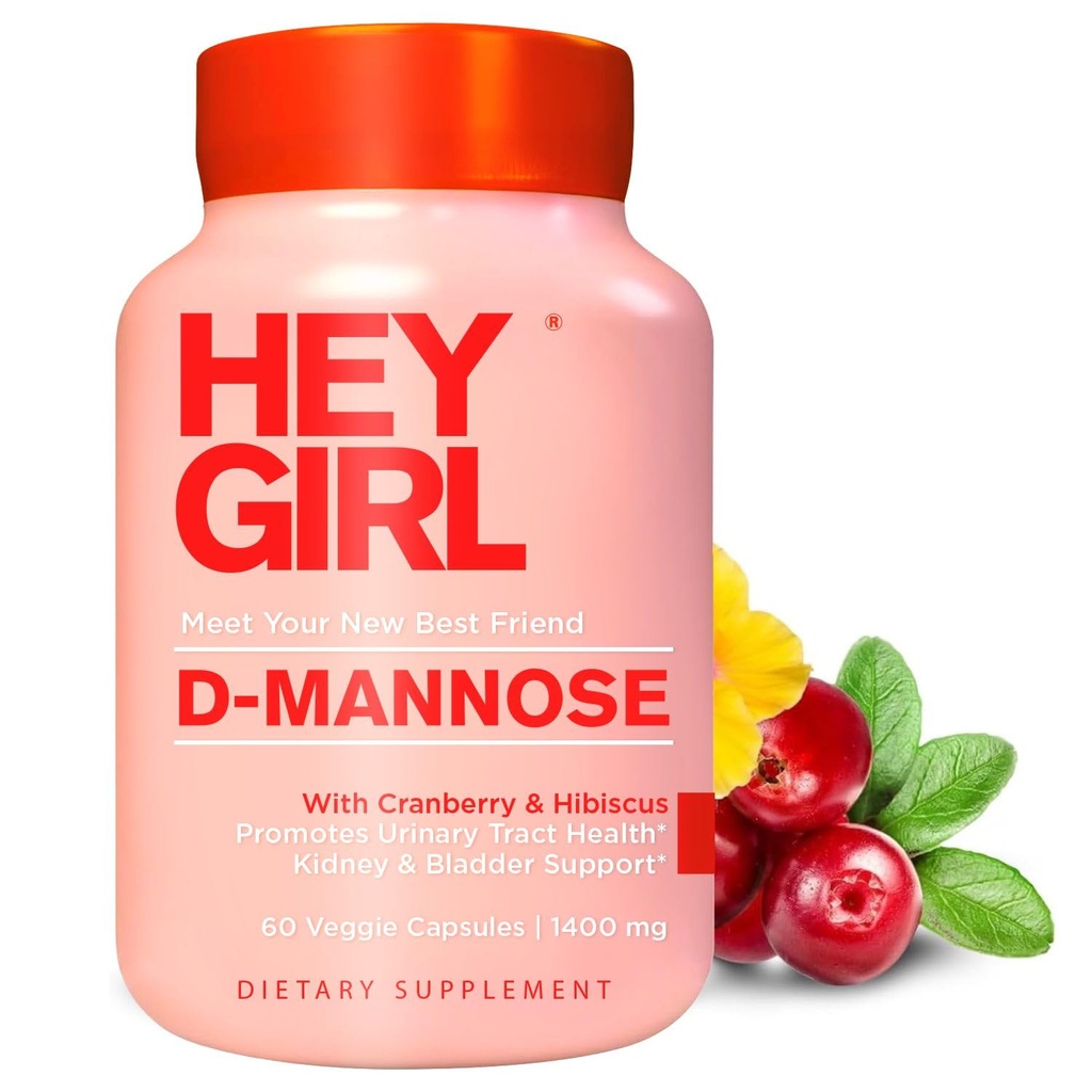 D Capsulele cu manoză - Supliment UTI cu acţiune rapidă - Cleanse & Flush Impurities - cu praf natural D-Mannose, Cranberry, Hibiscus & Dandelion - Alternative la afine pentru femei, 60 capsule