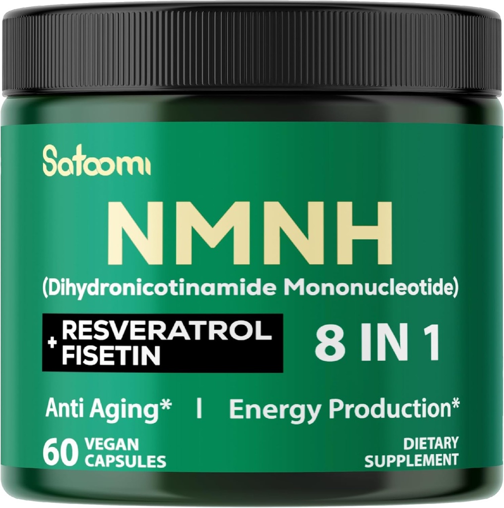8in1 NMNH - Alternative suplimentare NMN - Suplimentul NAD pentru a sprijini nivelurile NAD Adăugat Fisetin, Resveratrol, Querbetin, Turmeric, Berberine, Vitamina D3 & C - 60 Conte timp de 30 zile