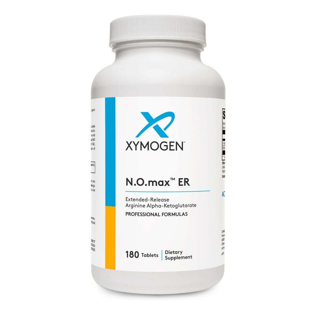 XYMOGEN N.O.max ER - Precursor extins al oxidului azotic cu eliberare Arginină Alpha-Ketoglutarat pentru a sprijini sănătatea cardiovasculară - Optimizează funcția musculară + Adaptarea la exercițiu (180 capleți)
