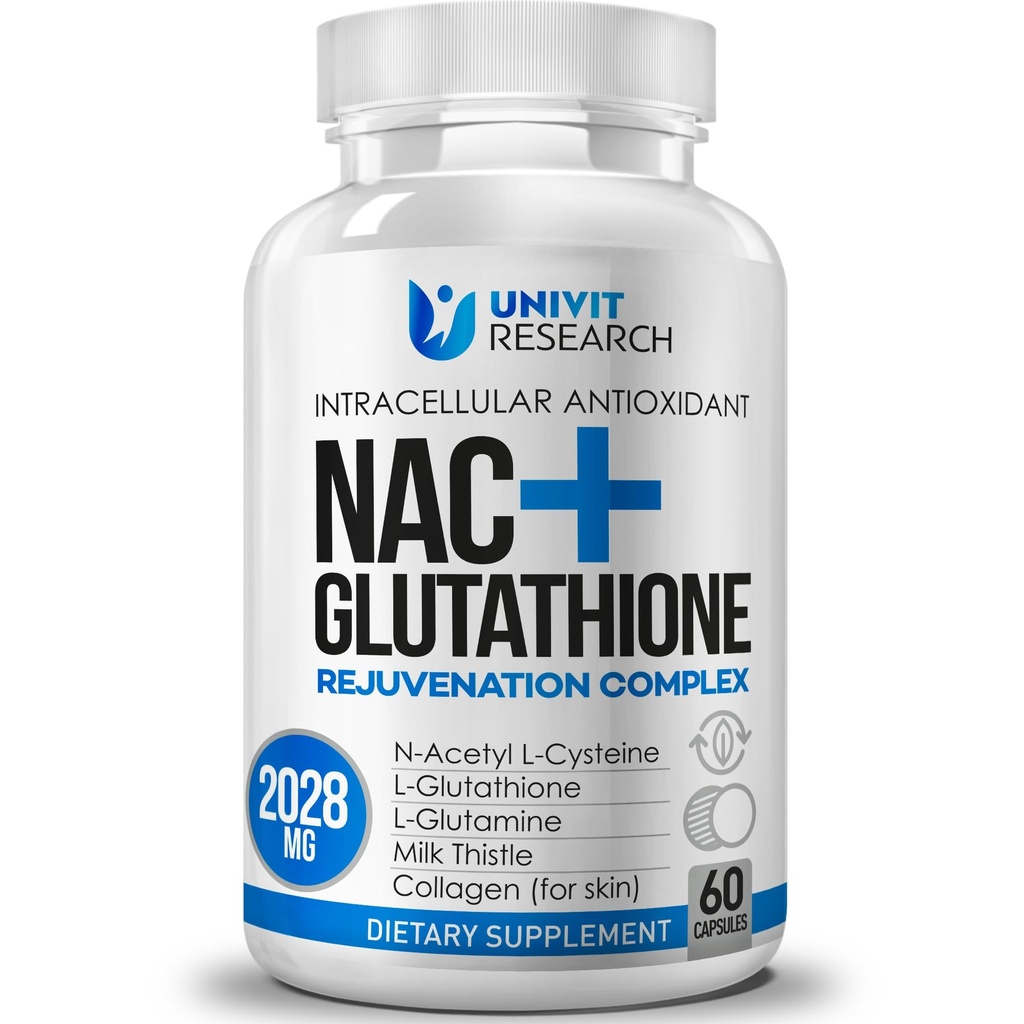 Advanced Complex-NAC Supliment (N-Acetyl L-Cysteine) 600 mg cu L-Glutatione 500mg și Milk Thistle extract-Potent Antioxidant-Immune Function Support Sanatate respiratorie-Promote Ficat Detox rinichi