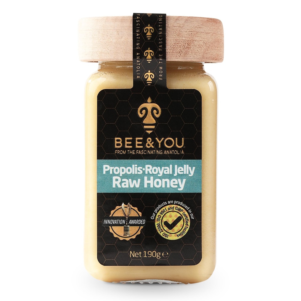 Albină și tu Royal Jelly Raw Honey, Extract de Propolis, 100% Natural Superfood, Ultra Pure, Immune Supplement, Antioxidanți, Keto, Paleo, Gluten-Free, 6,7 oz