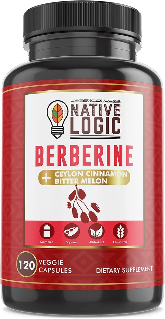 Berberine HCL 1200mg cu Ceylon Scorțișoară, Bitter Melon, și Green Ceai Extract 