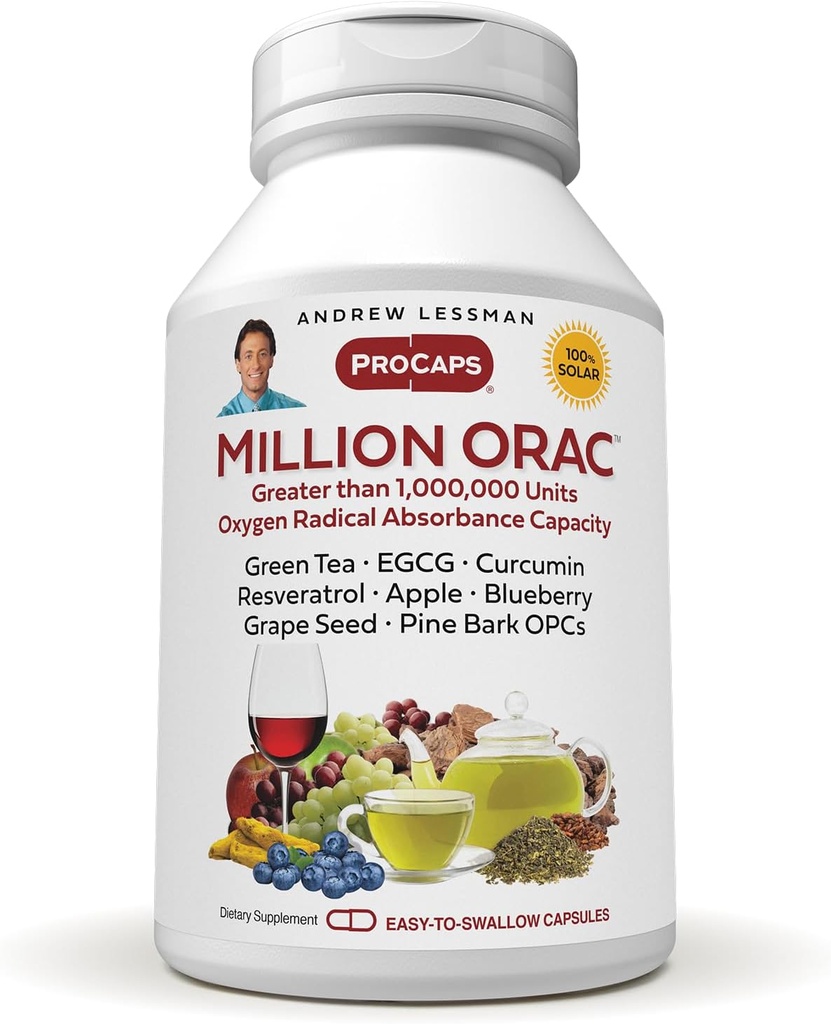 ANDREW LESSMAN Milioane de capsule Orac 240 - Livrează extracte standardizate de plante concentrate. Antioxidanți puternici și compuși de protecție. Neutralizeaza Damage Free-Radicals, fara aditivi