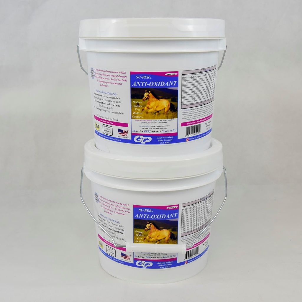 SU-PER Anti-Oxidant Supliment pentru cai - Vitamine de seleniu echină și suport antioxidant esențial - 4 lire sterline, (2 ambalaj)