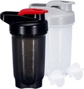Shaker Sticla de proteine Shakes Cup 10 Ounce Shaker Sticla cu bile Whisk, Proteine Shake Bottle Set pentru amestecuri de proteine, Shakers pentru Shakes de proteine, Shaker Cup, Shaker de proteine, Black+Grey, 2PCS