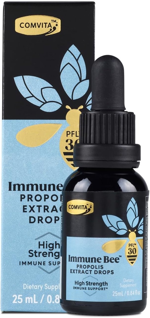 Comvita Extra Putere Extract de albine Propolis - suport imunitar natural, picături pentru sănătate orală, Propolis lichid, ajută Soothe gât, alcool gratuit - PFL 30, 0.8 fl oz sticla de sticlă