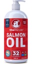 Ulei de somon pentru câini și pisici - sănătos piele și blană, ulei de pește, Omega 3 EPA DHA, supliment alimentar lichid pentru animale de companie, toate naturale, susține sănătatea articulară și osoasă, alergie naturală și apărare inflamație, 32 oz