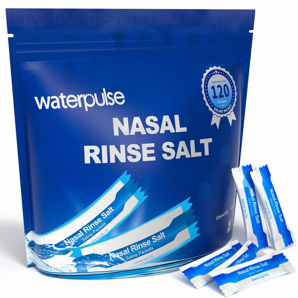 120 Pachete saline, Pachete de clătire Sinus pentru Neti Pots, Pachete de sare Neti înfăşurate individual, Pachete de clătire Nasal Neti Sare pentru sistemul de irigaţii nazale,Sticla de spălare Nasal Squeeze & Sinus Relief
