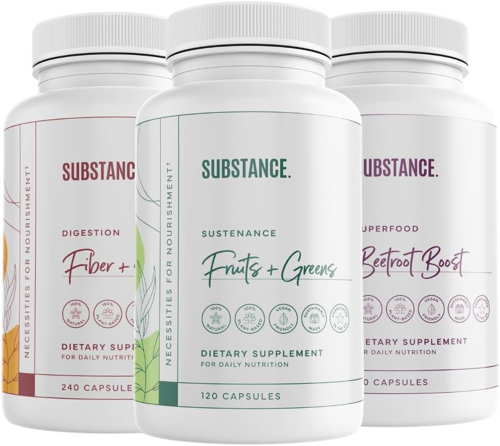 3 Pack Global Wellness Bundle: Nature's Sustenance Daily Fruits & Veggies (120 Caps) + Fiber & Spices (240 Caps) + Beetroot Boost (180 Caps) - US Made, Vegan-Friendly