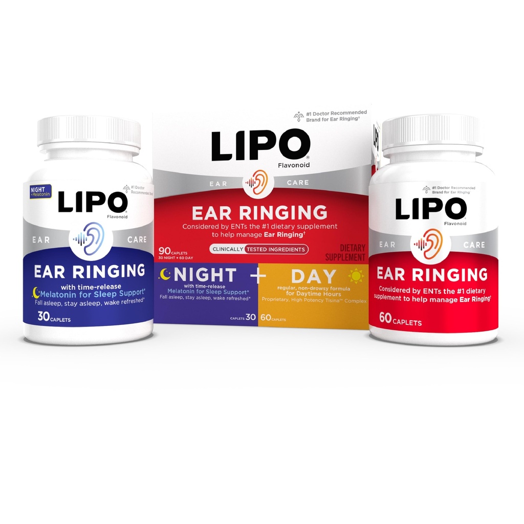 Lipo Flavonoid Day & Night Combo Kit, Tinitus Relief pentru urechi inelare, Lipo Flavonoid Plus & Lipo Flavonoid Night cu Melatonina & Vitamina C, 90 Caplete