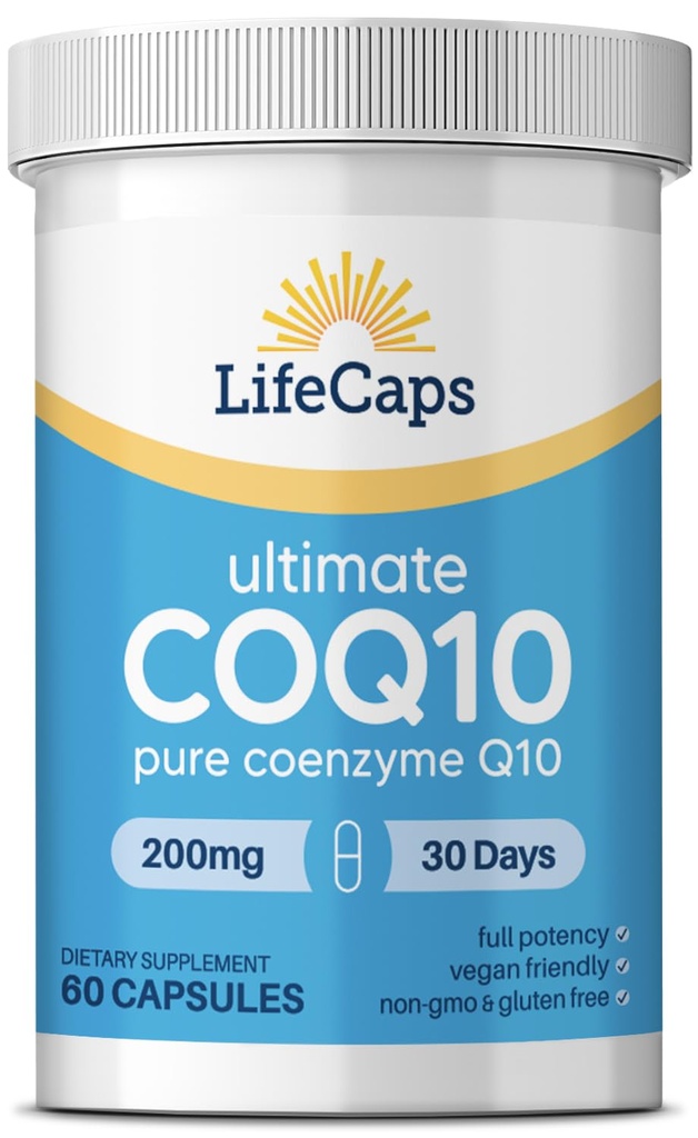 LifeCaps CoQ10 200mg - Ultimate CoQ10 - Ultra High Absorbtion Q10 Suplimente - 60 Conte