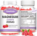 2 Pachet Citrat de magneziu Gume, Gume de magneziu de înaltă absorbţie pentru adulţi, suport muscular şi dinţi, aroma de zmeură naturală Vegan 120 Cts