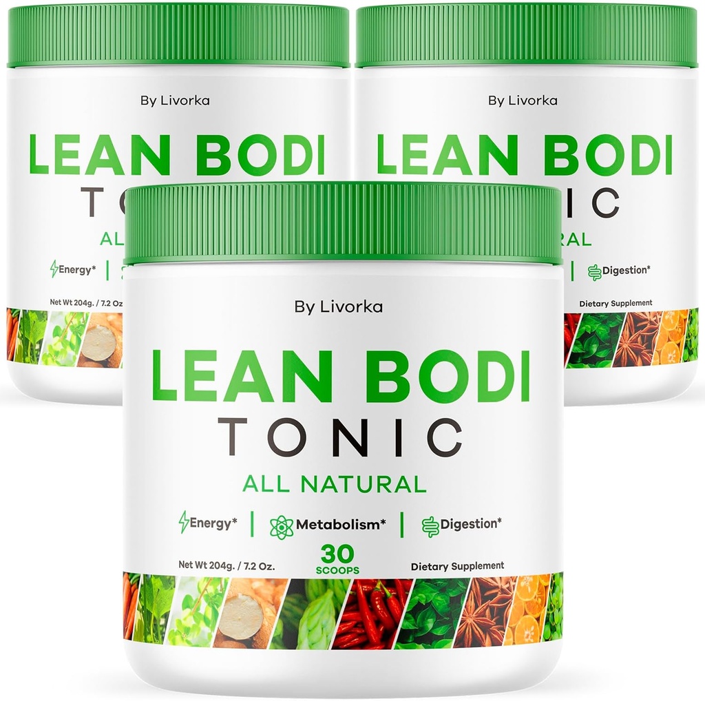 LIVORKA Lean Bodi Tonic, All Natural Advanced Formula Powder - 90 Servings (3 Luna de aprovizionare) - Pachet de 3