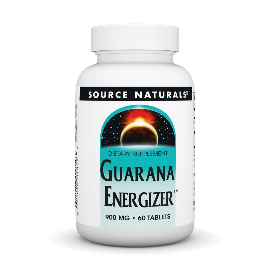Sursa Naturals Guarana Energizer, Supliment alimentar - Suportă o energie de lungă durată Boost* 900 mg - 60 comprimate