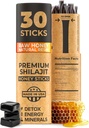 Natural SHILAJIT Sticks de miere - Shilajit Resin cu miere crudă, acid pelvian și minerale Trace, Nutrienți pe bază de plante pentru energie, Suport imunitar & Vitality - 30 Shilaj Sticks