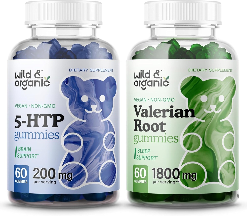 Gume sălbatice și organice 5HTP și rădăcini de valeriană 60 Count