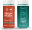 iwi Life Vegikrill & Brain Omega-3 Bundle, 30 Servings, Vegan-Based Plant Algae Omega 3 with EPA + DHA, Krill & Fish Oil Alternative, No Fishy Aftergust