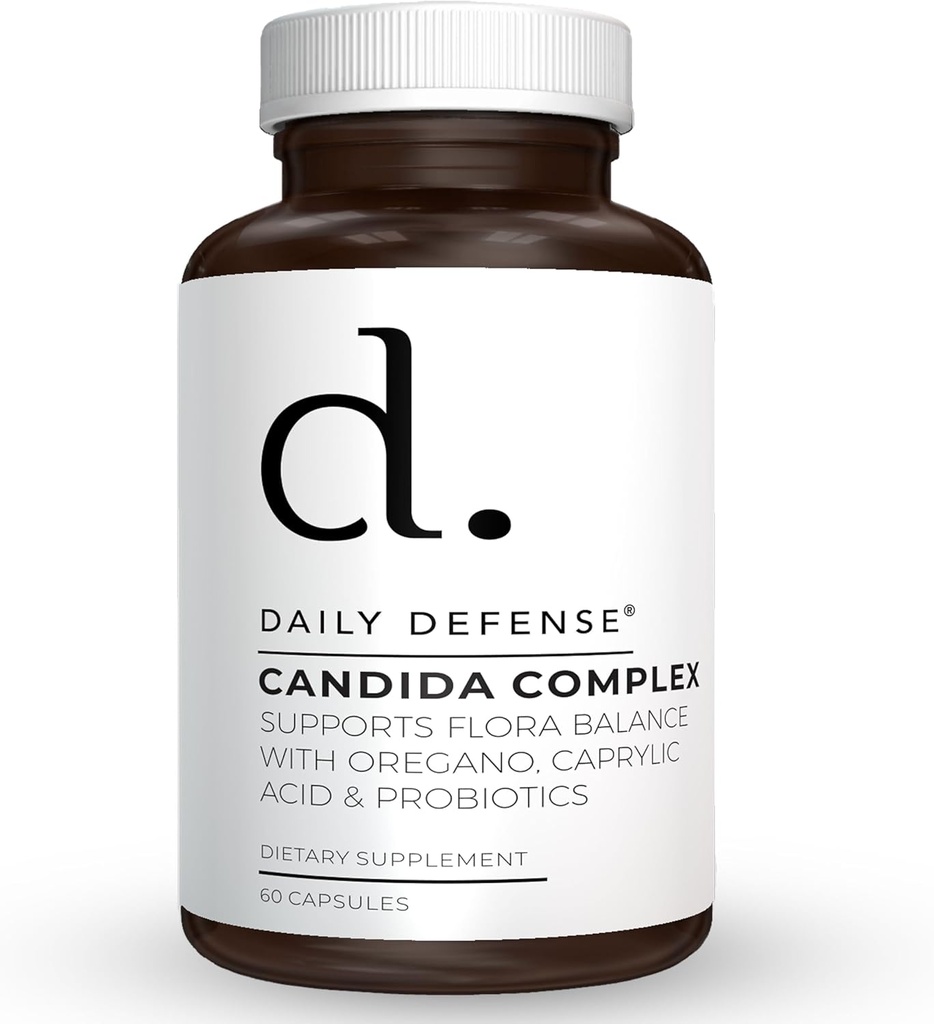 Candida Flush & Cleanse 60 Conte Curaj Suport pentru Balanced Gut Flora cu Oregano, Acid Caprilic, Probiotice, Enzime & Digestive - Supliment alimentar fără OMG