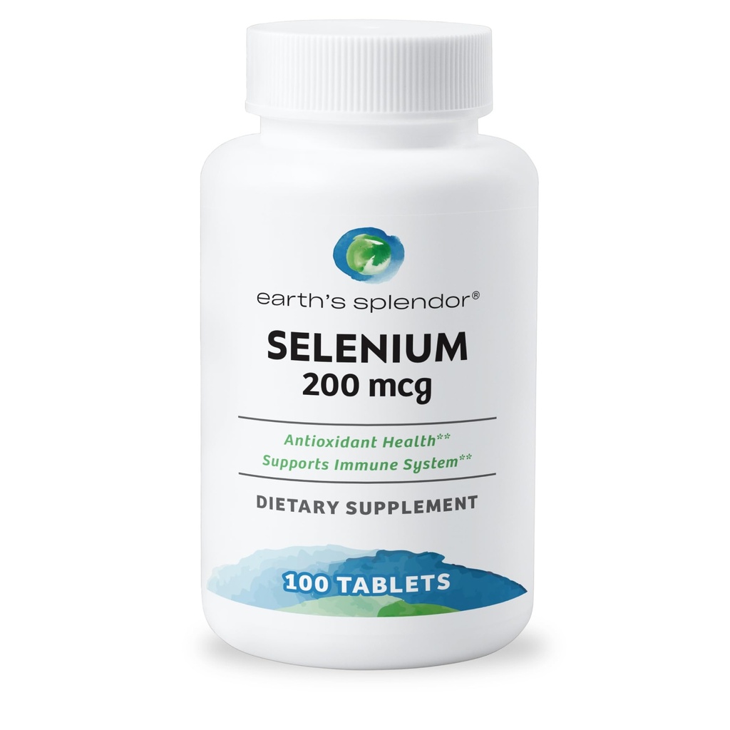Splendor Seleniu Pamantului 200 mcg Supliment pentru barbati si femei, Suport antioxidant de sănătate şi sistemul imunitar (100 comprimate, 3+ luna de aprovizionare)