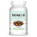 Maxi Health MAG 6 - Magneziu (sub formă de oxid, glicinat) cu vitamina B6 - Migrenă, crampe musculare, suport de piatră renală - Supliment de magneziu pentru femei și bărbați - 120 capsule - Kosher