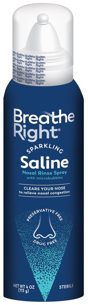 Breathe Right Sparkling Saline Rinse Spray, Relieves Nasal Congestion, 4oz
