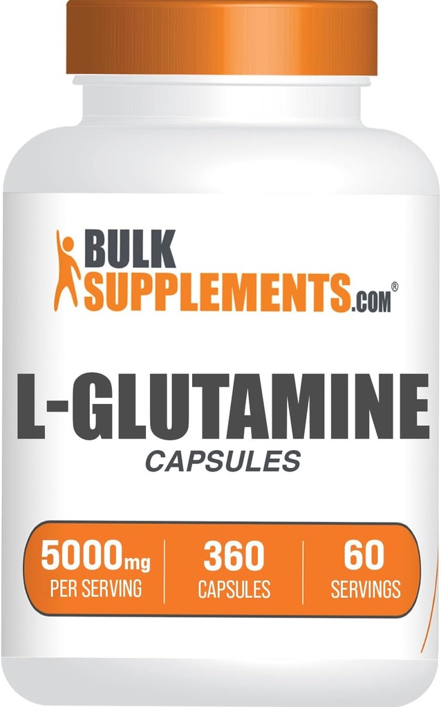 BulkSupplements.com L-Glutamine Capsule - Glutamina Supliment, Amino Acid Supliment - Gluten gratuit, 6 capsule per Serving (5000mg), 360 Conte (Pachet de 1)