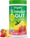 Orgain Organic Wonder Gut Fiber Supplement Powder, 5 in 1 Blend cu 1 miliard Probiotice, Verzi, Vitamina C, Adaptogens for Gut Health and Immune Support, Non-GMO, Strawberry Lemonade, 7.05 oz