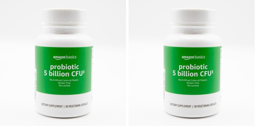 Bazele Probiotic 5 Miliarde CFU, 8 tulpini probiotice cu 60 mg Blend prebiotic, 60 capsule vegetariene conte, 2 luni de aprovizionare, sustine Digestia sanatoasa (previously Solimo) (Pachet de 2)