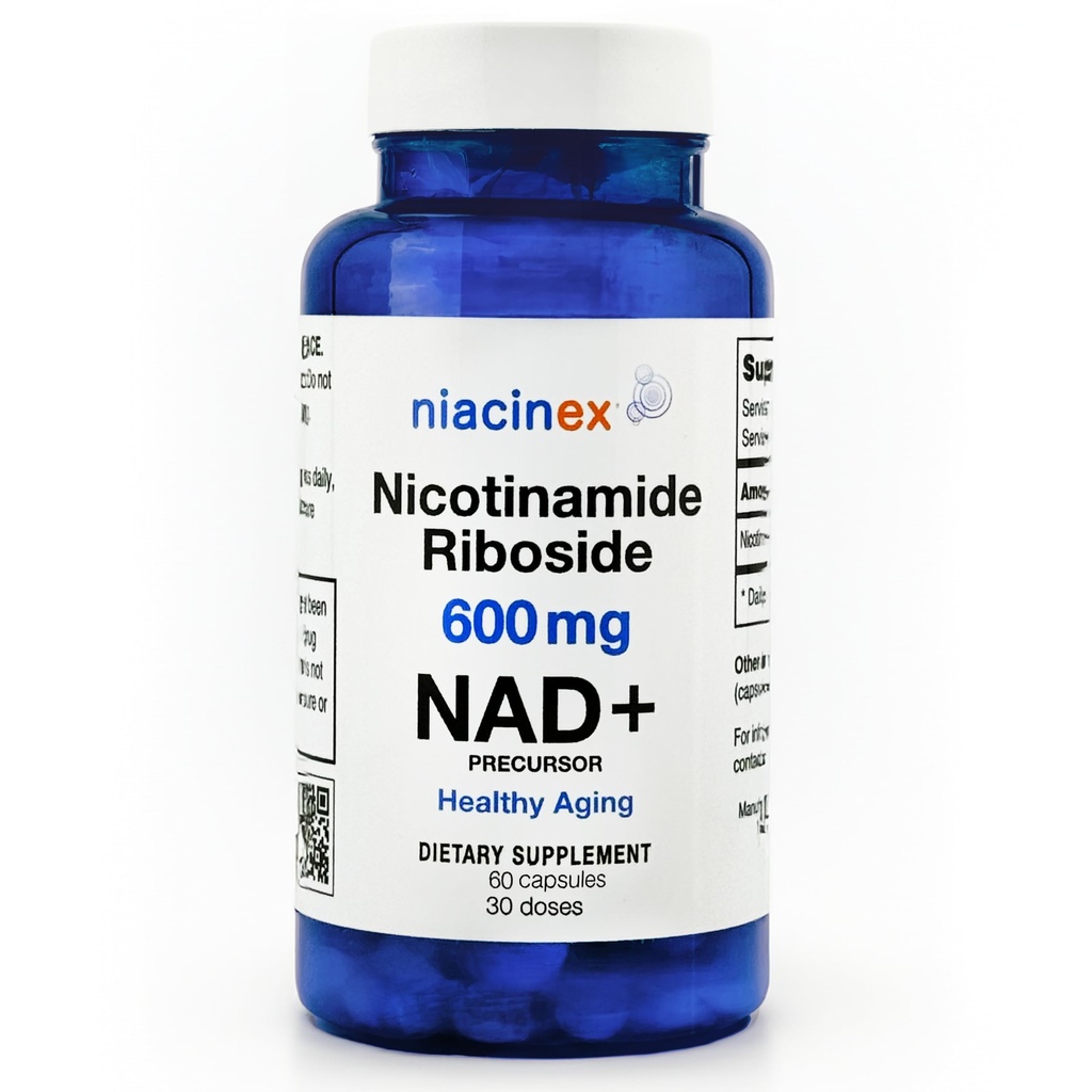 Suplimentul NAD+ - 600 mg Nicotinamidă pură Ribozidă (NR) - Îmbătrânire sănătoasă, Claritate mintală și Booster energetic - Suplimente de regenerare celulară pentru femei și bărbați - 60 capsule NAD Plus - Made in USA