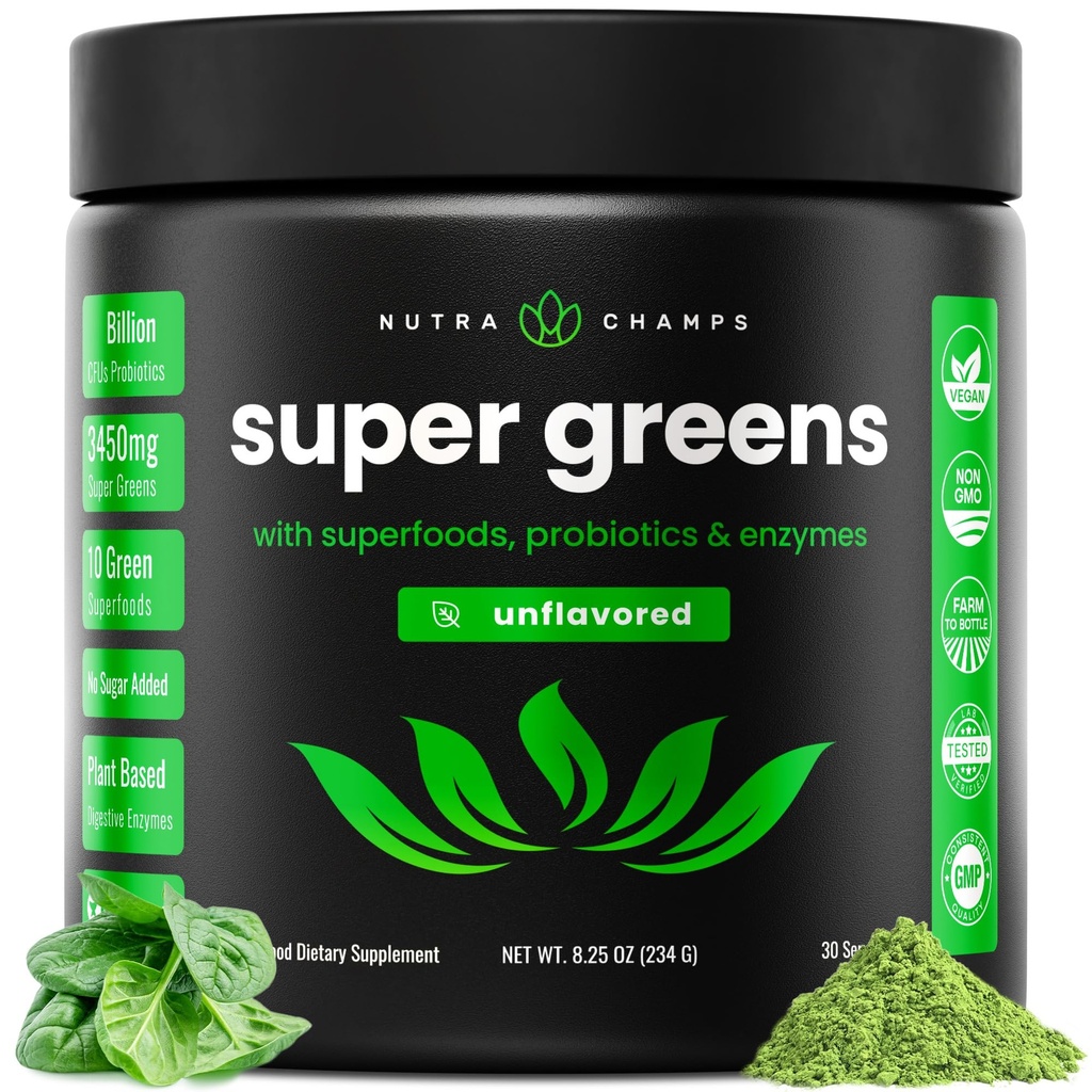 NutraChamps Super Greens Powder Superfood Premium 