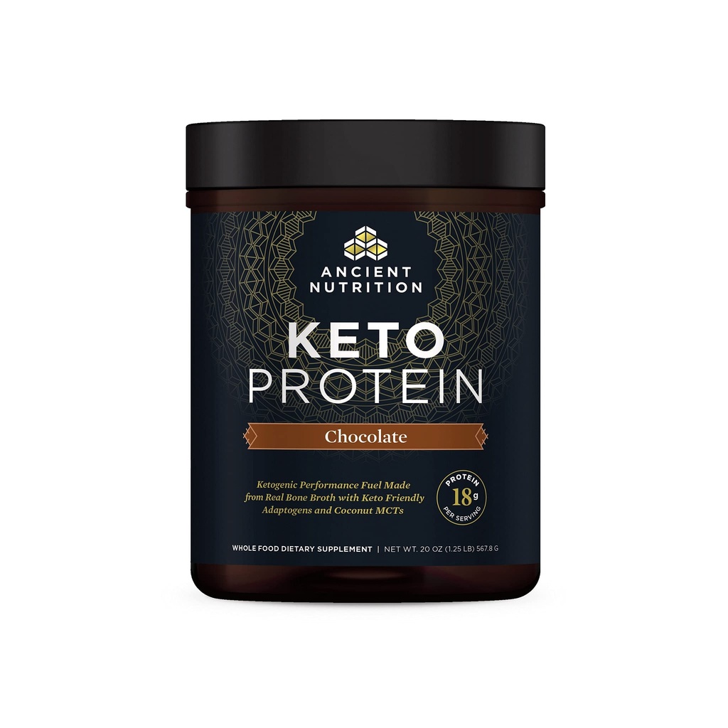 Nutritie antica Keto praf de proteine, KetoPROTEIN cu grasimi din Broth Bone si MCT ulei, Ciocolata, 18g Proteina 10g Fat Per Servire, Gluten gratuit, carbohidrat scăzut, Paleo prietenos, 17 Serviri