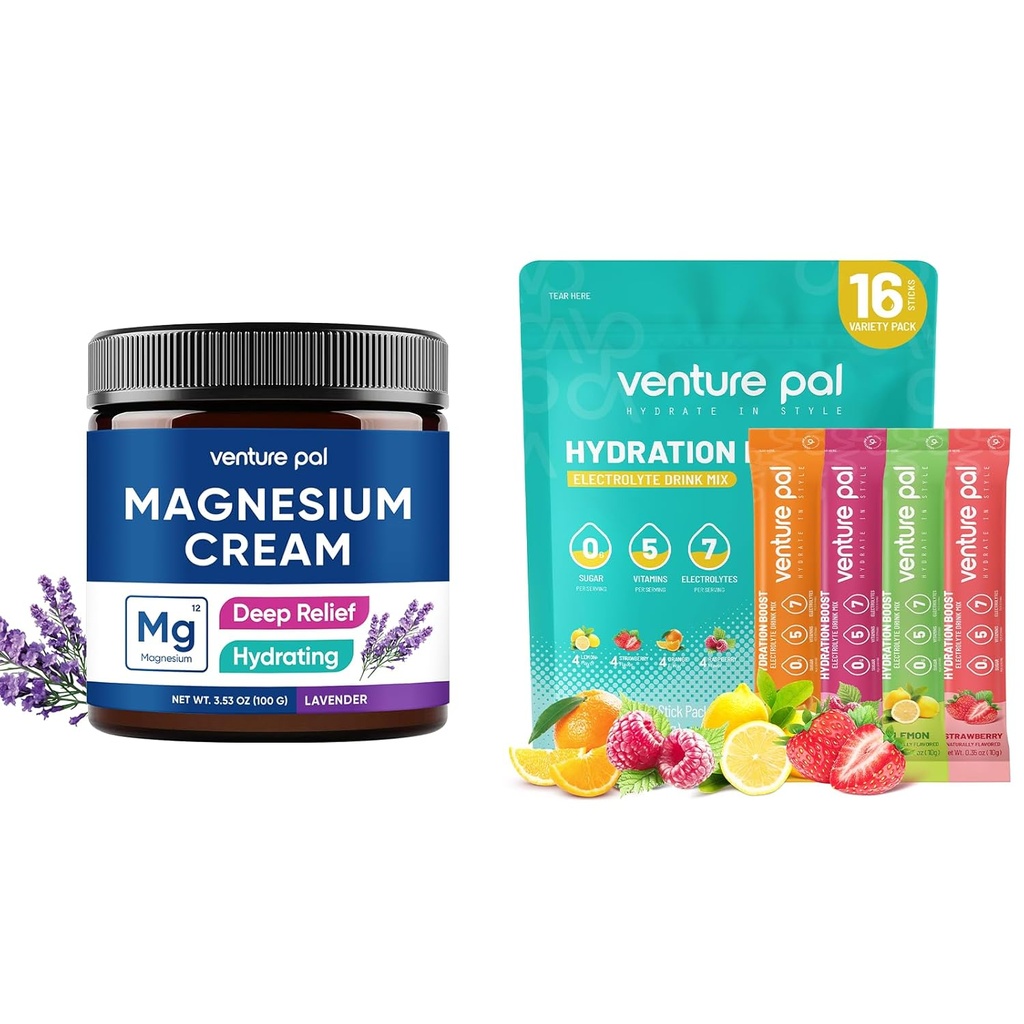 Venture Pal Moisturizing magneziu Lotiune & Sugar Free Electrolyte Praf Pachete