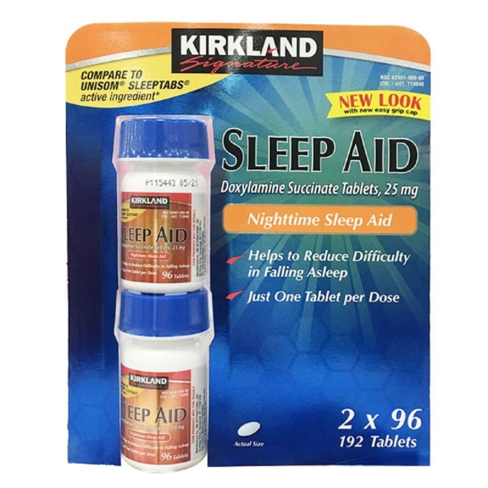 Kirkland Semnătura Ajutor pentru somn Doxilamină Succinat 25 Mg, 2 cutii (192 comprimate)
