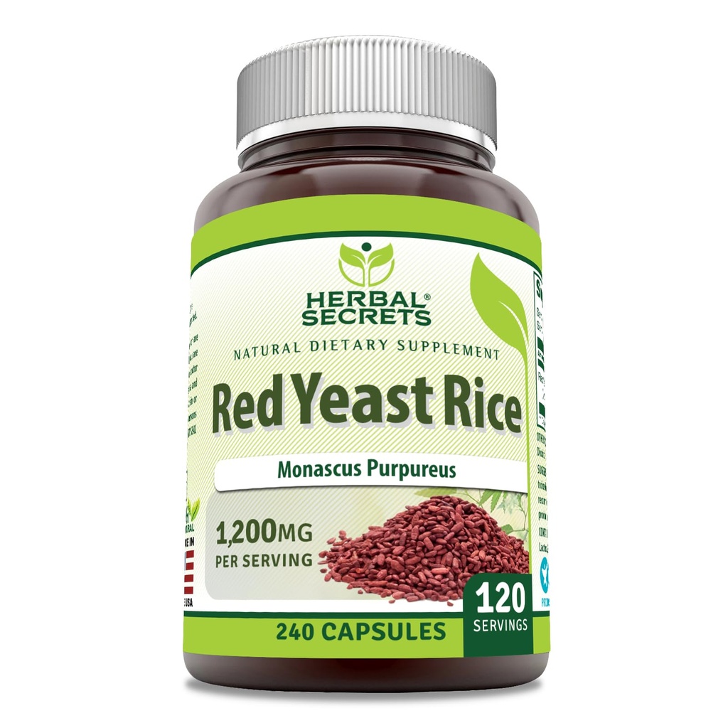 Secrete plantei Red Yeast Rice 1200 Mg per Servire, 240 Capsule Veggie Supliment 