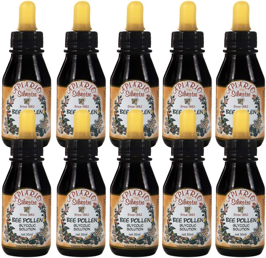10 Sticle de Apiario Silvestre Brazilian Bee Pollen Extract de glicolic lichid - fără alcool, fără ceară