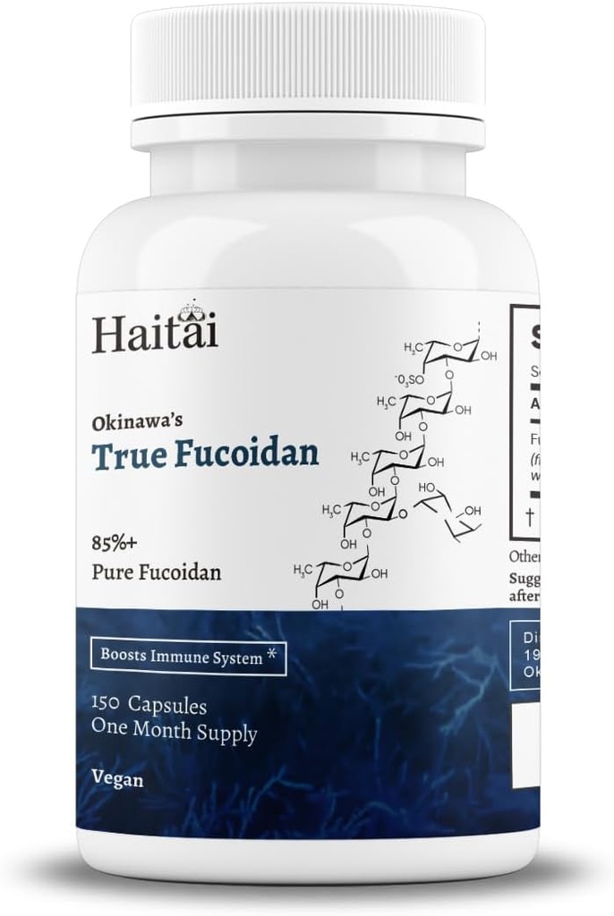 Okinawa's True Fucoidan - 85%+ Pure Fucoidan, Blue Zone Product, Extract din Mozuku Seaweed (Okinawa, Japonia) - Non-GMO, Gluten Free, Vegan Friendly - 30 Day Supply
