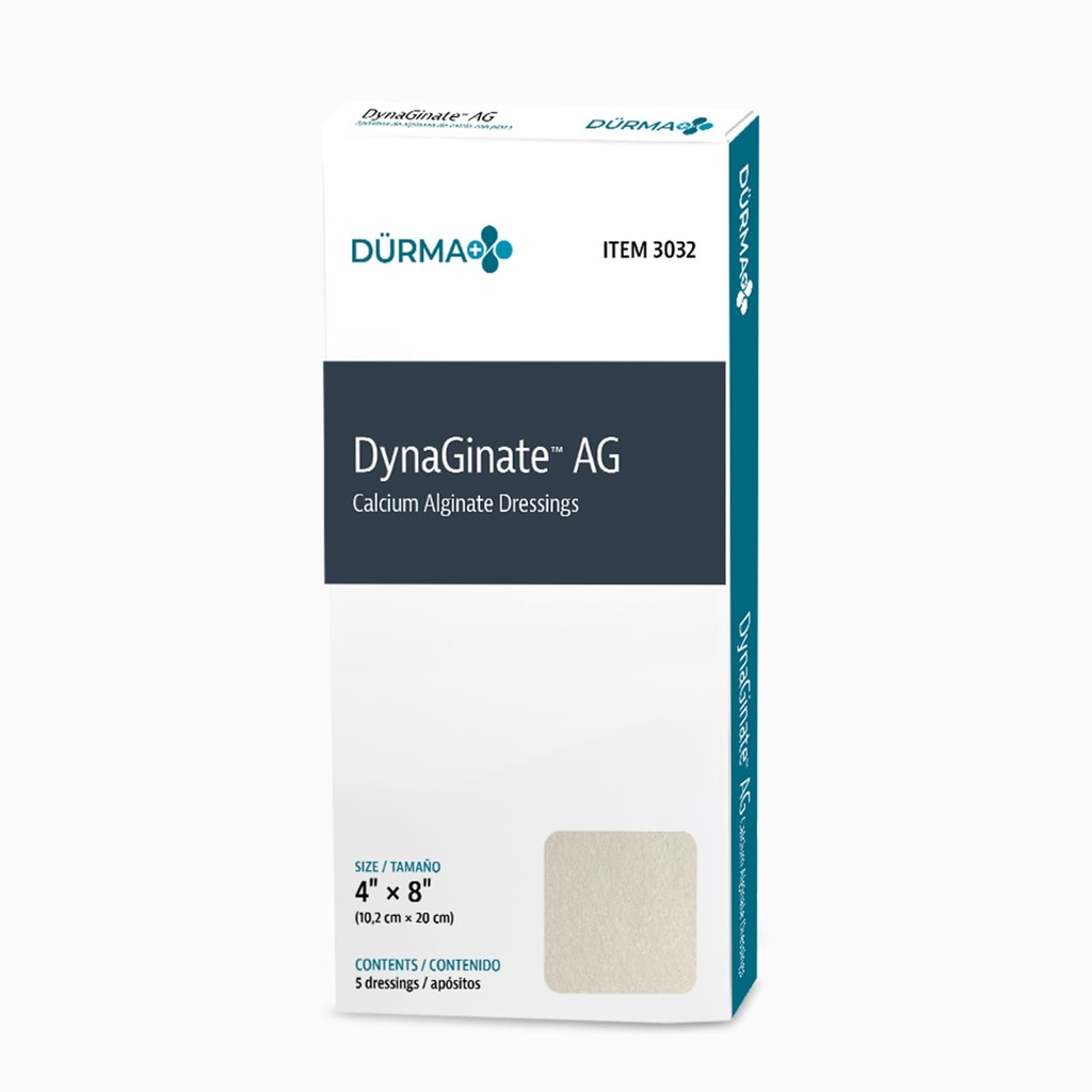 Dinarex DynaGinate AG Silver Calciu Alginate Dressings - 4"x8," Calciu Alginate Wound Rochie cu Ioni de Argint, 1 Case de 50 DinaGinate AG Dressings - 4"x8" - 1 Cutie de 5
