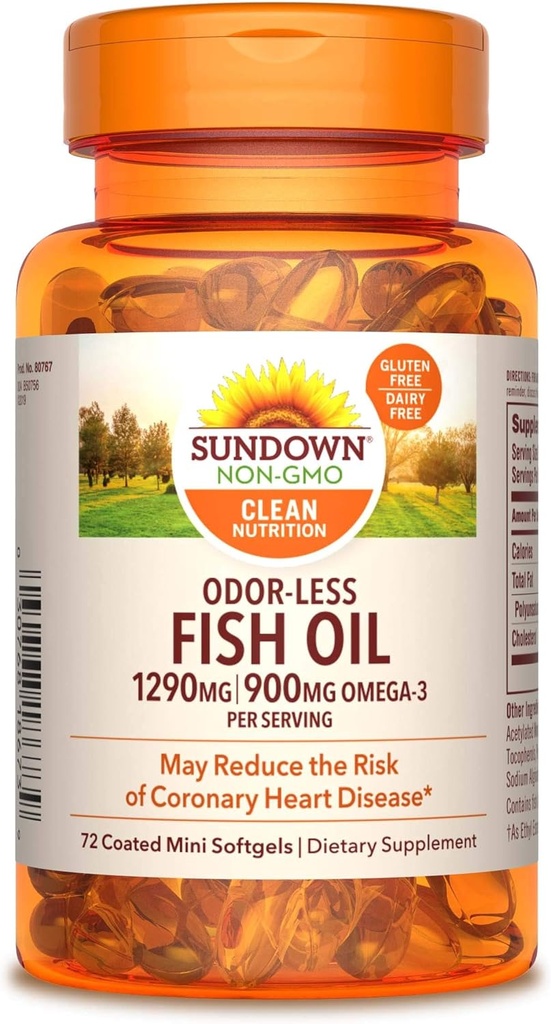 Sundown Fish Oil, 72 Mini Softgels acoperite
