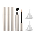 lasenersm 4 Piese 5ml Aluminum gol Eyeliner Tuburi de crestere Gelash lichid Sticla de plastic Eyeliner Flacoane Tub cu pensula de crestere ulei Mascara tub cu 2 Mini Funneluri, Matte-Silver