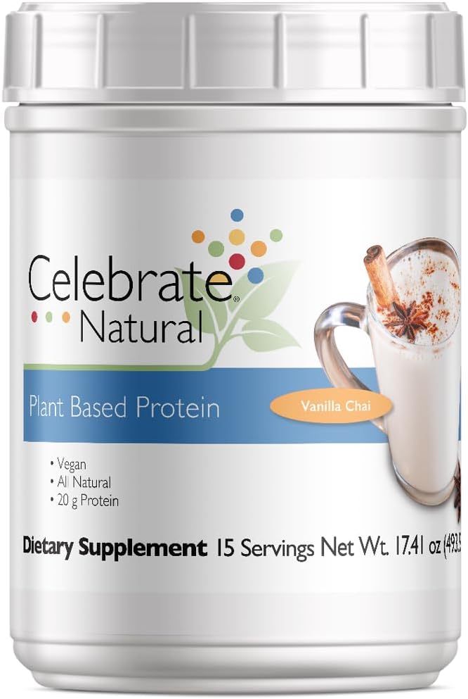 Sărbătoriți Vitamine Vegan Proteina pulbere - toate plantele naturale pe bază de proteine Shake Mix - 20g proteine de mazăre & 3g Fibră, pentru chirurgie post-bariatrică - Vanilla Chai (15 serviri)