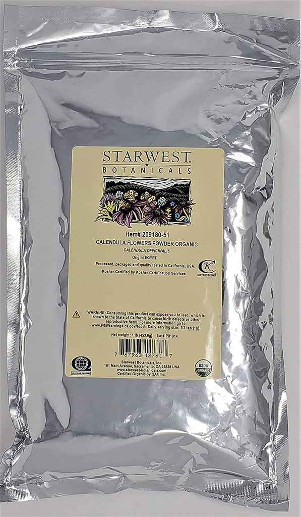 Starwest Botanics Organic Calendula Flori Pulbere, 1 Lire