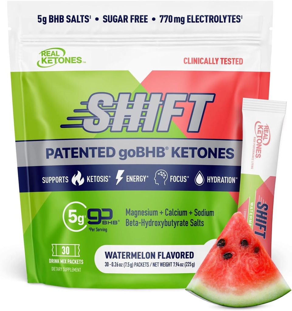 Ketoni Real BHB Cetone Exogene Drink Mix Pachete Keto Electroliți Pachete pulbere fără zahăr cu 4 Electroliți de postare principale Plus Hidratare Keto BHB brevetat - 30 Conte Pepene verde