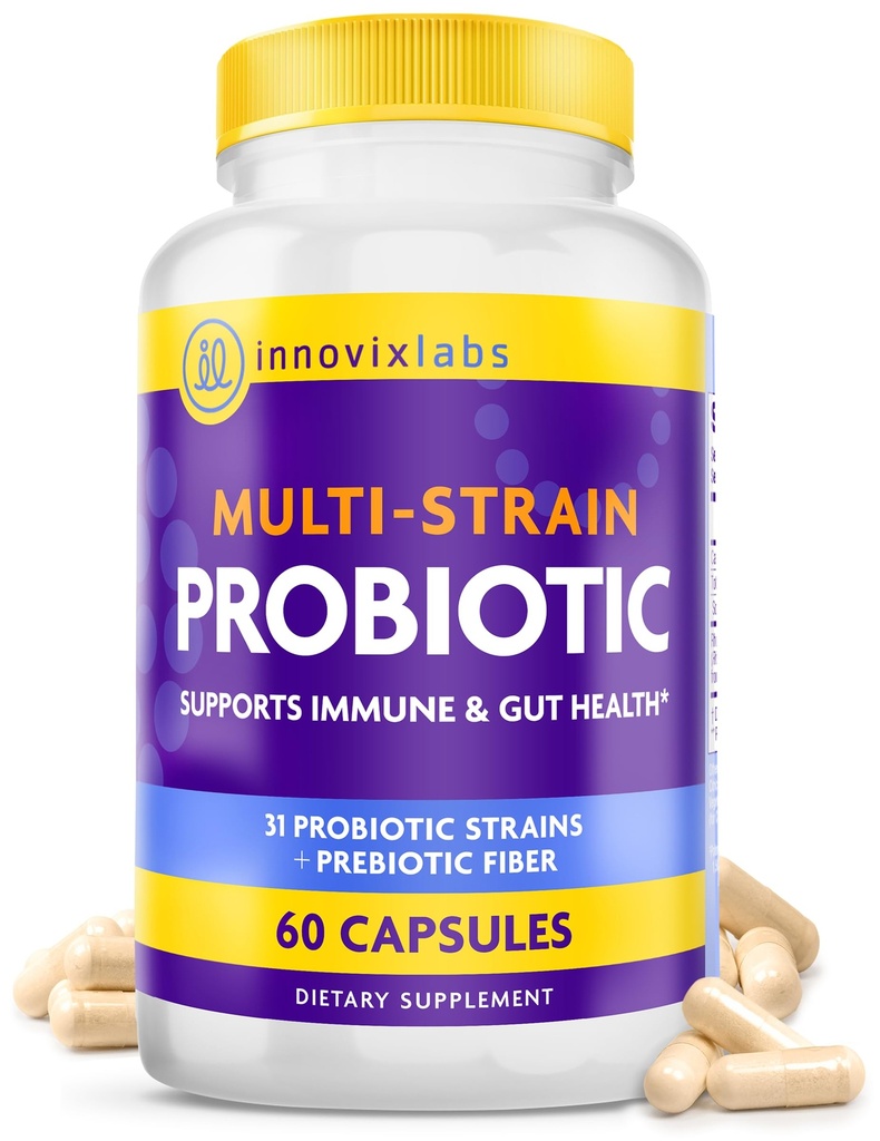 InnovixLabs Probiotice Multi String pentru Femei si Barbati - Supliment Probiotic - 50 Miliarde CFU - Sanatate Gut, Suport Imun, Digestion, Lactobacillus Acidophilus, Prebiotice si Probiotice, 60 Capsule