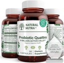 Natural Nutra Probiotic Quattro – Advanced Probiotic Supplement with 4 Powerful Strains Including Lactobacillus Acidophilus, Bifidus – Supports Digestive and Immune Health – 50 Vegetarian Capsules