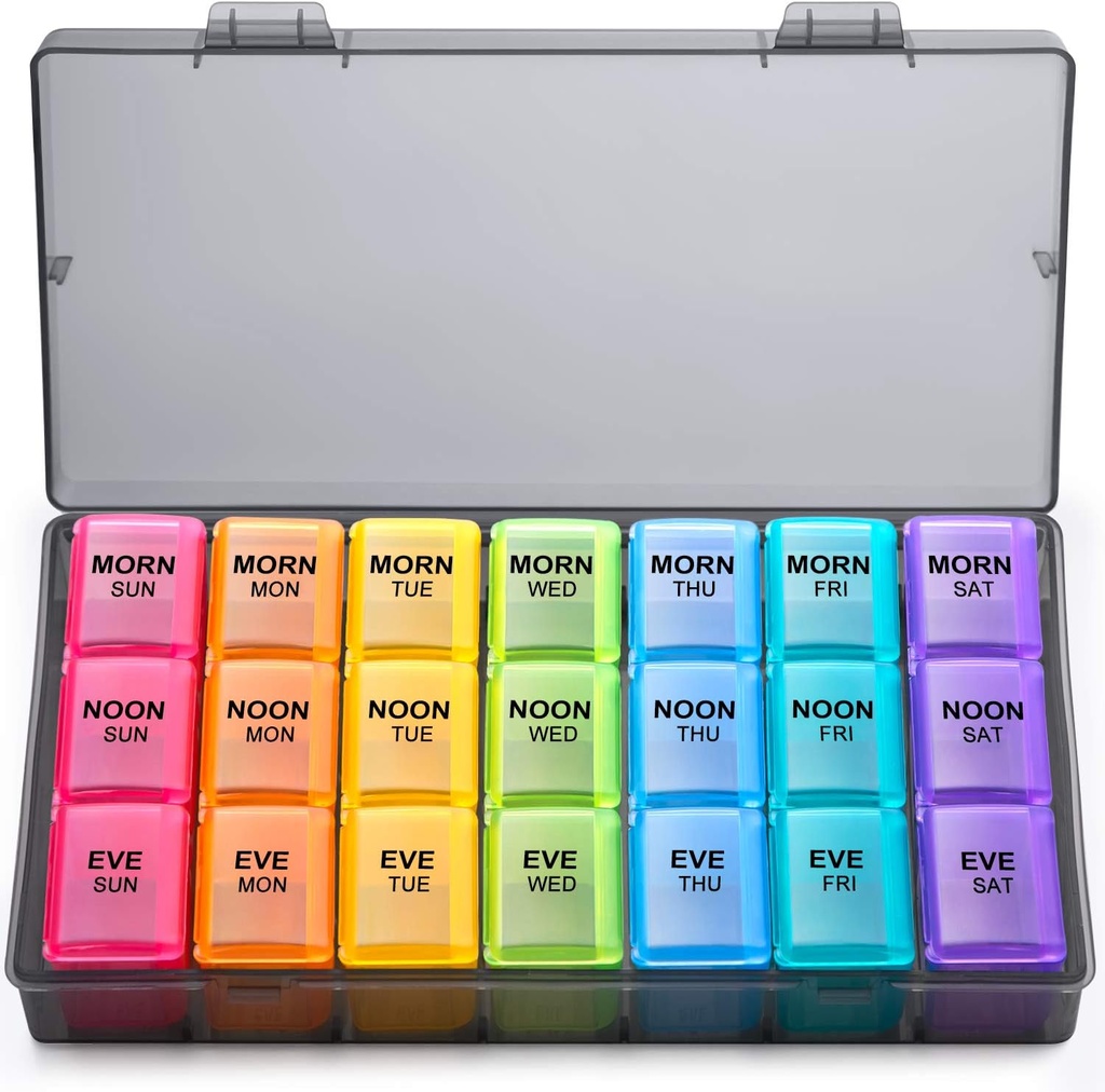 Weekly Pill Organizator de 3 ori pe zi, mari Gelibo pastile de zi cu zi cutie pentru vitamina / ulei de pește / perle / suplimente - Artrită prietenoasă
