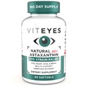 Viteyes Natural Astaxanthin, Relieve Ochi Obosiți și Strain Ochi, Sursat din Algae, Hydration pielii, Inima & Brain Health, 4 la 8 mg Astaxantină Naturală, 90 Softgels