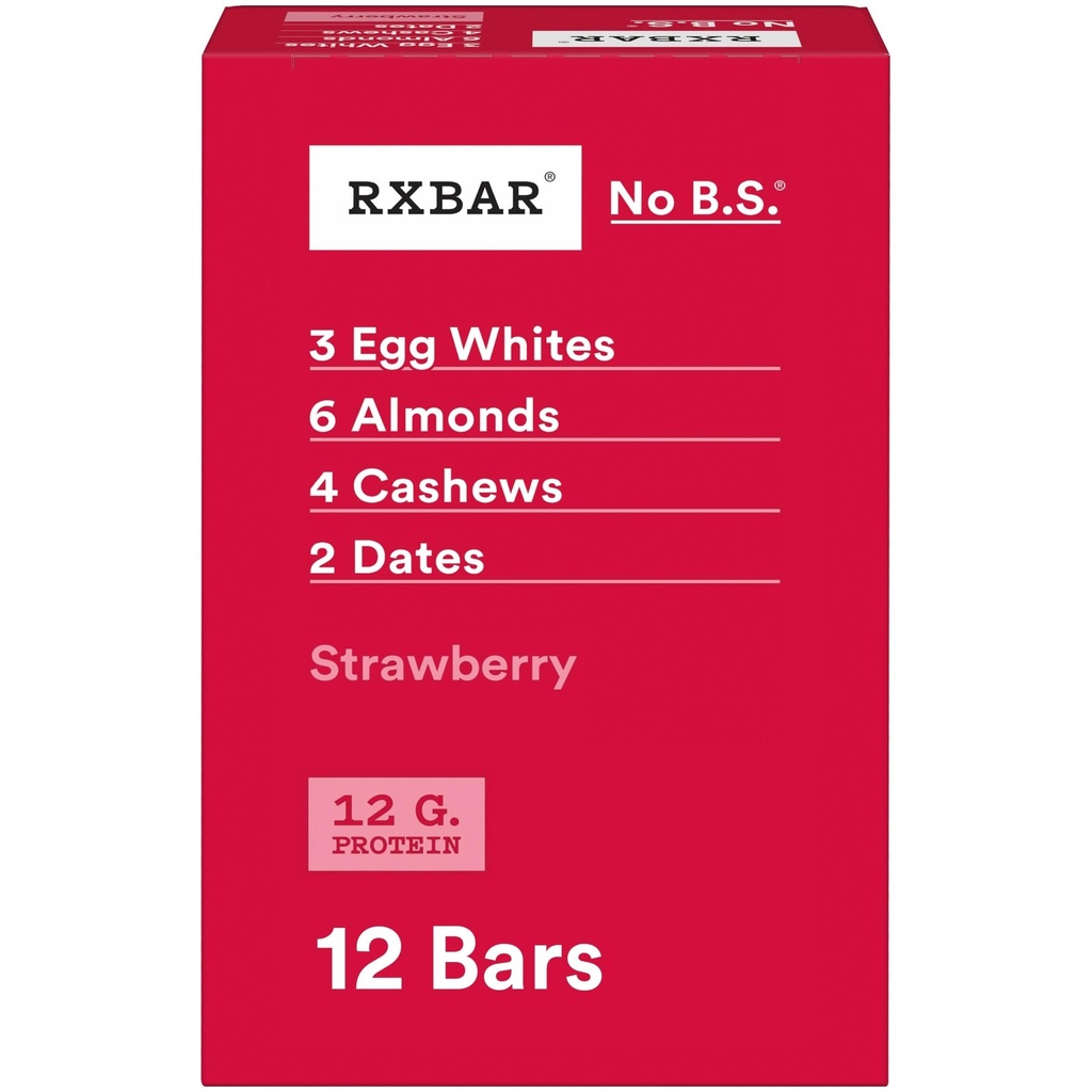 Baruri de proteine RXBAR, 12g Proteina, Gluten Snacks gratuit, Căpșuni, Cutie de 22oz (12 Baruri)